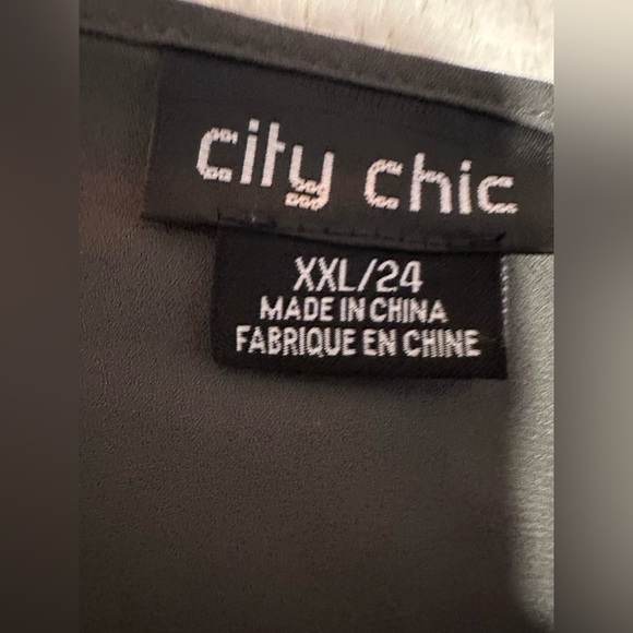 City Chic Grey Zipper V Neck Blouse - Picture 6 of 10